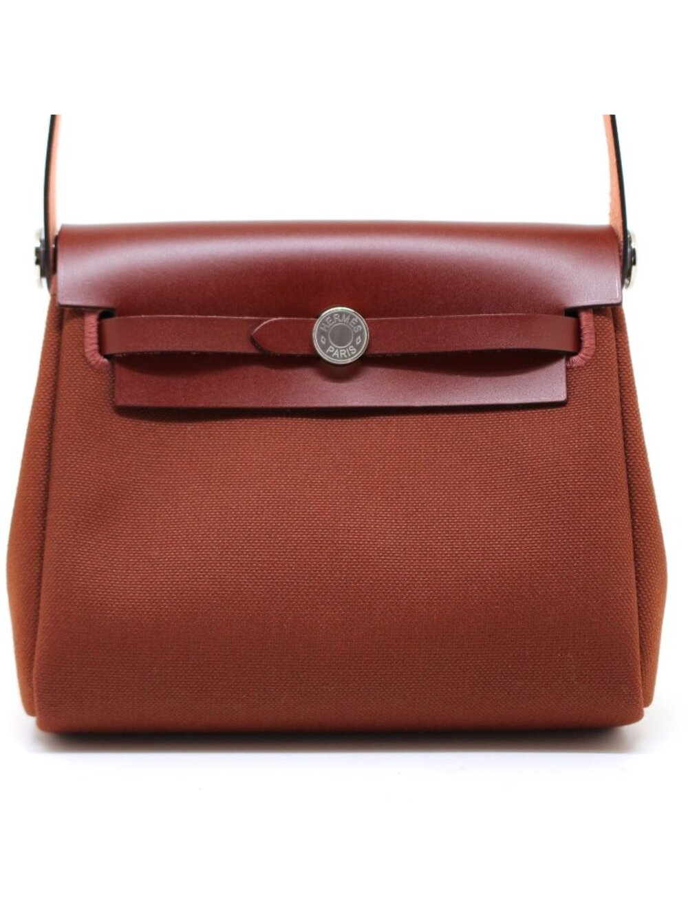 Hermes Herbag Zip Retourne Shoulder Bag Toile H Rouge Ash SS